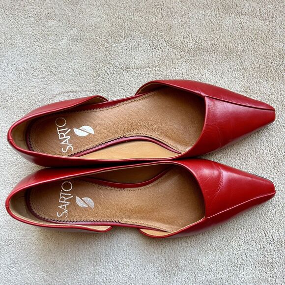 Sarto by Franco Sarto Monana Red Leather Slip On Flat Low Block Heel Women’s 6 M - Picture 6 of 16